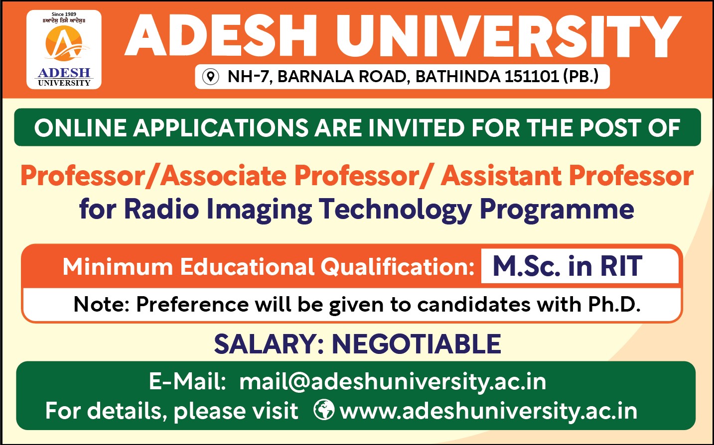 Requirement for Radio Imagine Technology Programme